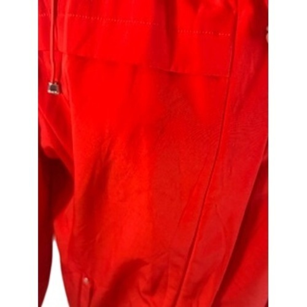 Calvin Klein Womens Red Hooded Rain Jacket Lightweight Utility Coat Large - Picture 4 of 9